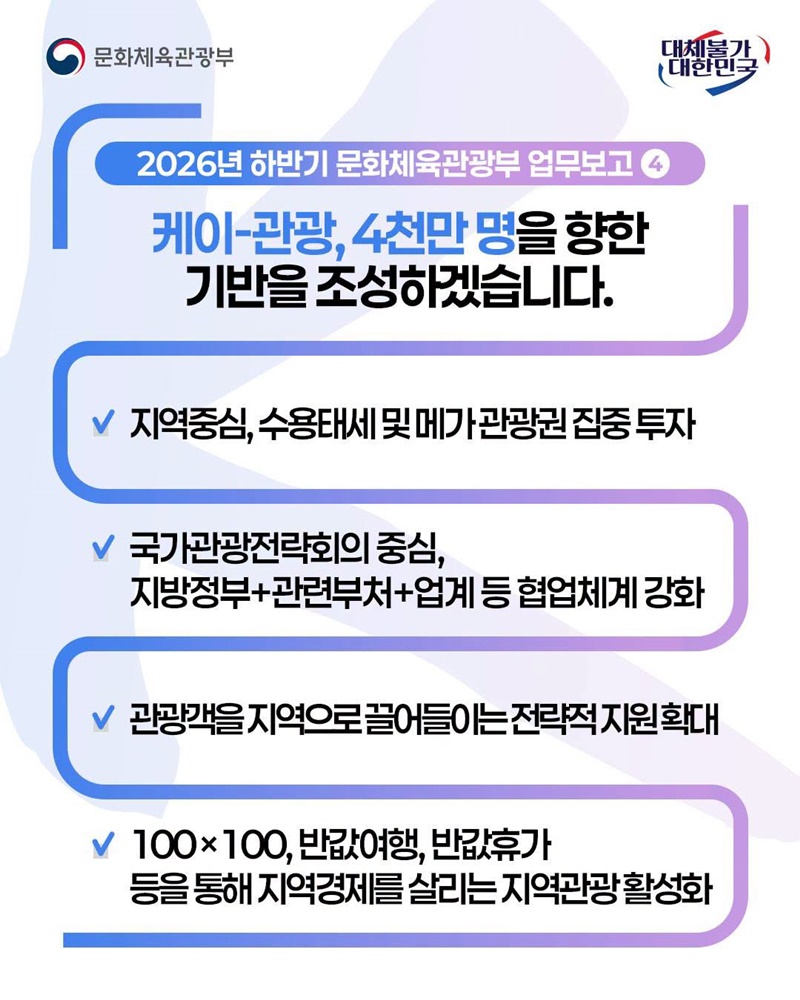 지역을 살리고 세계로 넘실 대는 케이-문화·체육·관광