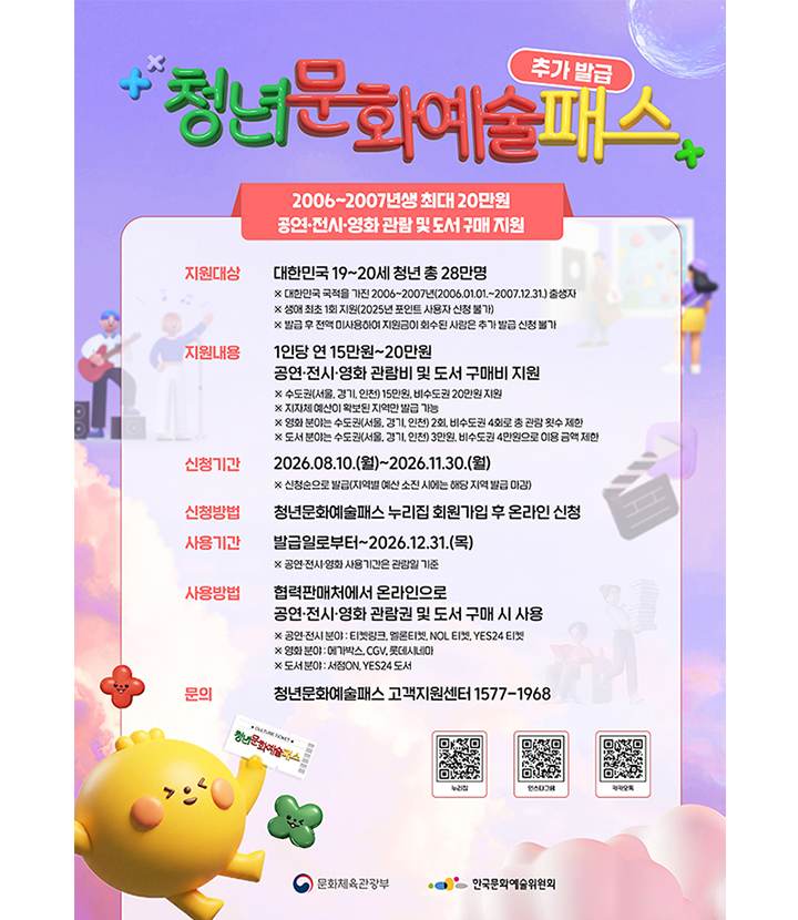 '청년문화예술패스' 포스터(이미지=문체부 제공)
