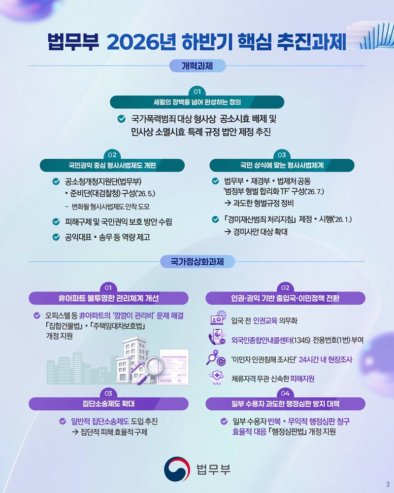 법무부 2026년 하반기 핵심 추진과제