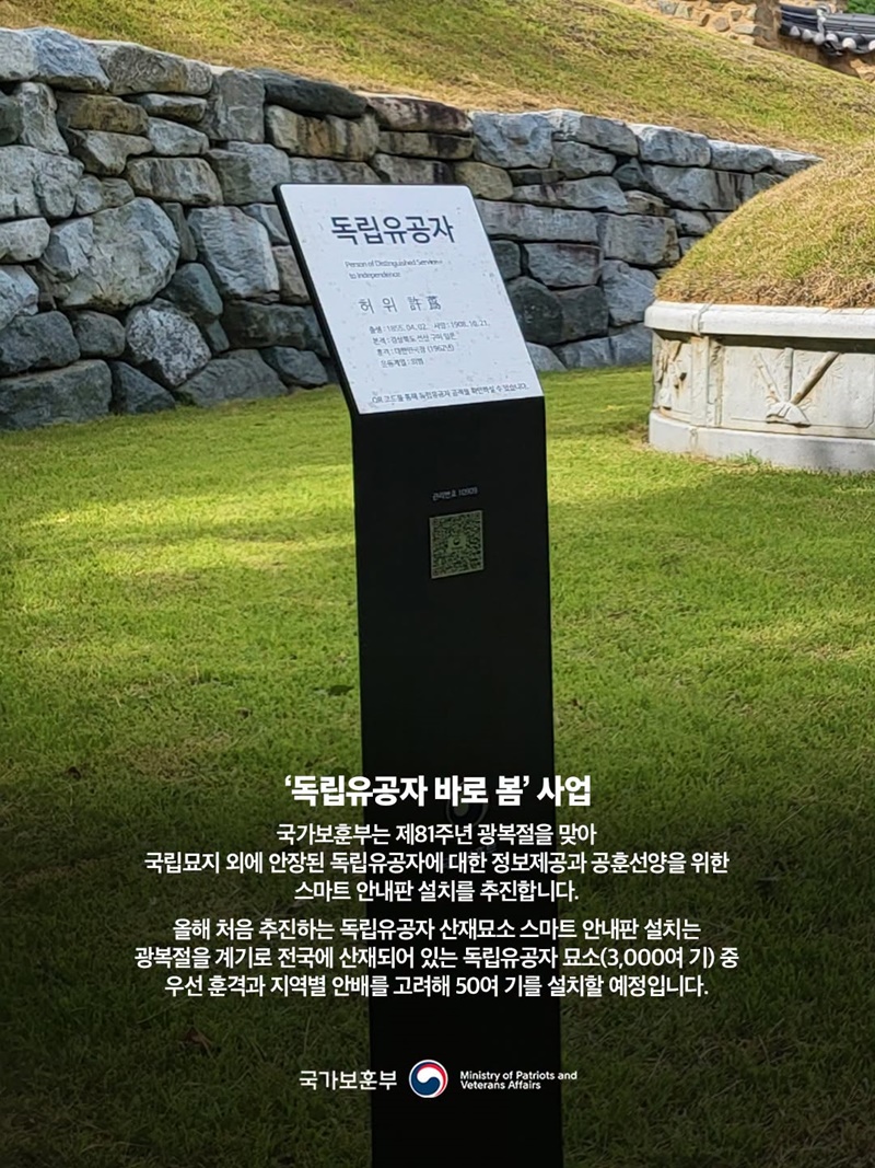 독립유공자 묘소에 스마트 안내판 생긴다