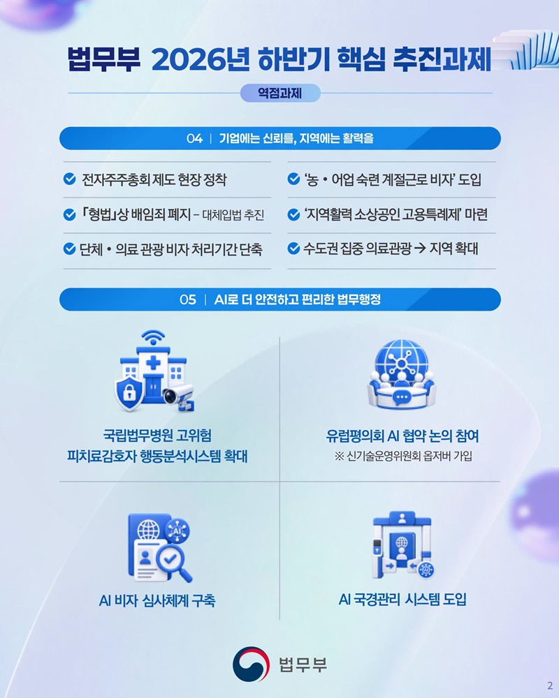 법무부 2026년 하반기 핵심 추진과제