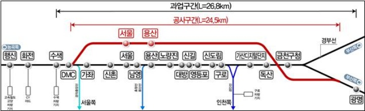 공사구간 노선도 (국토교통부 제공)