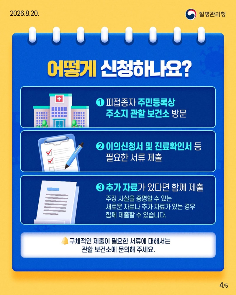 코로나19 예방접종 피해보상 특례 이의신청, 10월 23일 마감