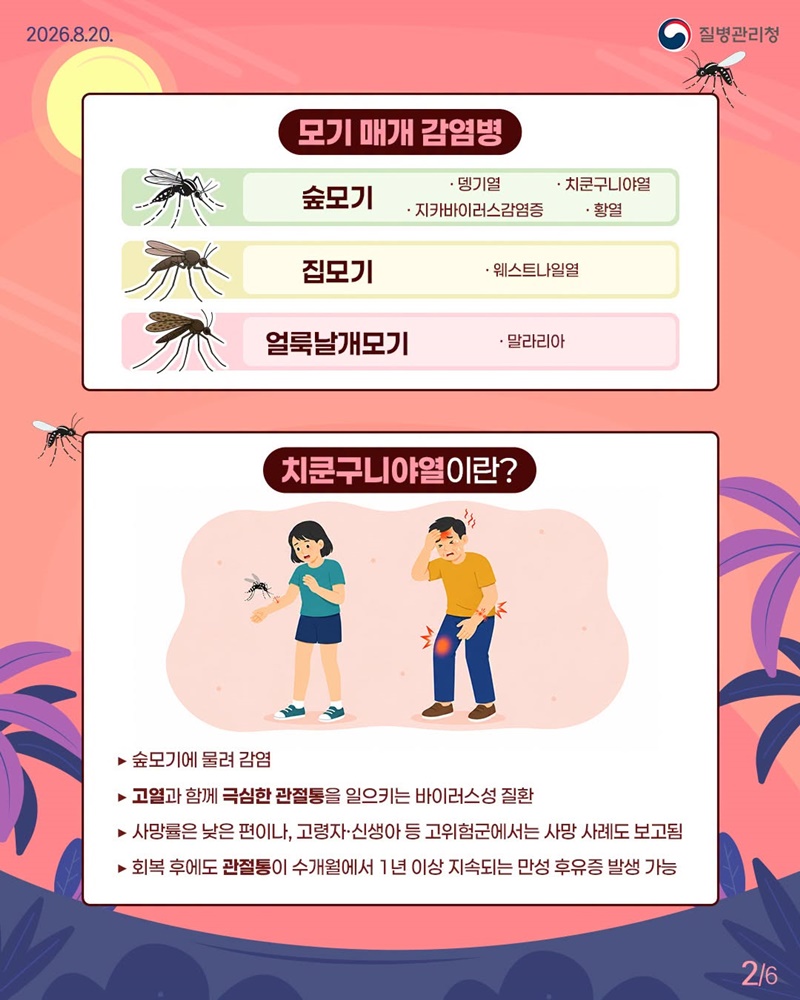 열대·아열대 지역 여행 시 모기 매개 감염병 주의