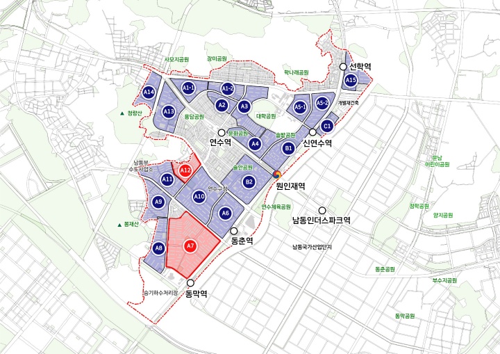 인천시 선도지구 선정구역 위치도(선학지구/2개 구역 선정) (국토교통부 제공)