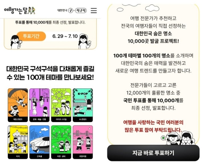 대한민국 숨은 명소 선정에 투표하다. 출처. 대한민국 구석구석