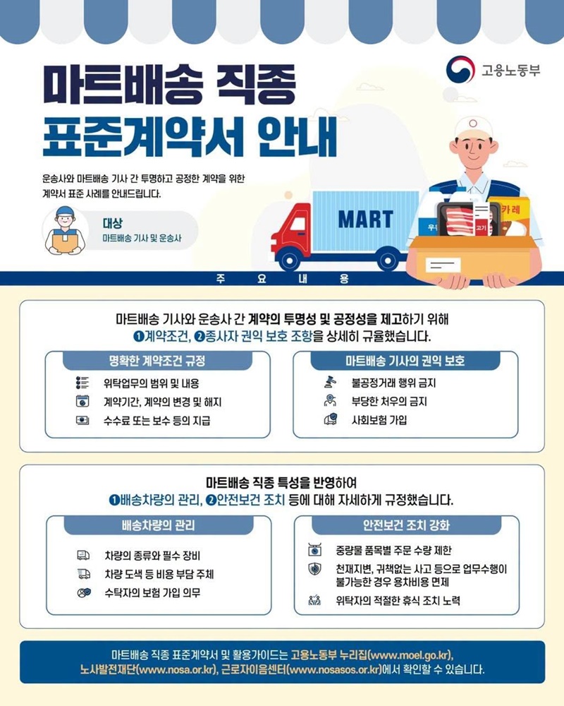 마트배송 기사와 운송사 간 투명하고 공정한 계약을 위해! 하단내용 참조