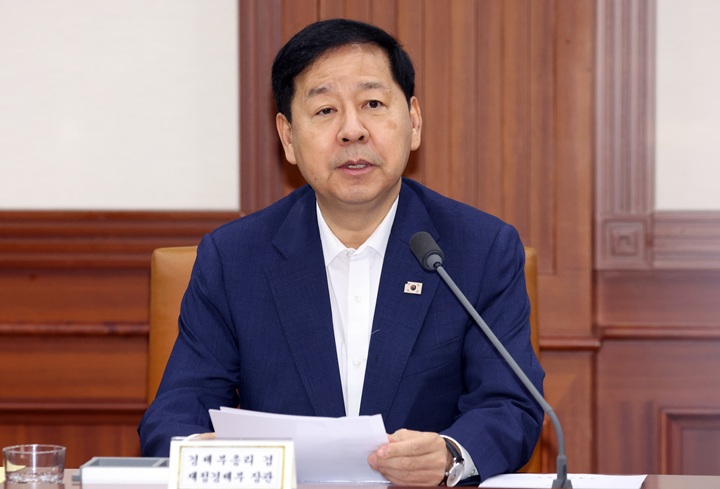 구윤철 경제부총리 겸 재정경제부 장관이 28일 오전 서울 종로구 세종대로 정부서울청사에서 열린 비상경제본부 희의 겸 경제관계장관회의 겸 민생물가 특별관리 관계장관 TF에서 모두 발언을 하고 있다.(ⓒ뉴스1, 무단 전재-재배포 금지)
