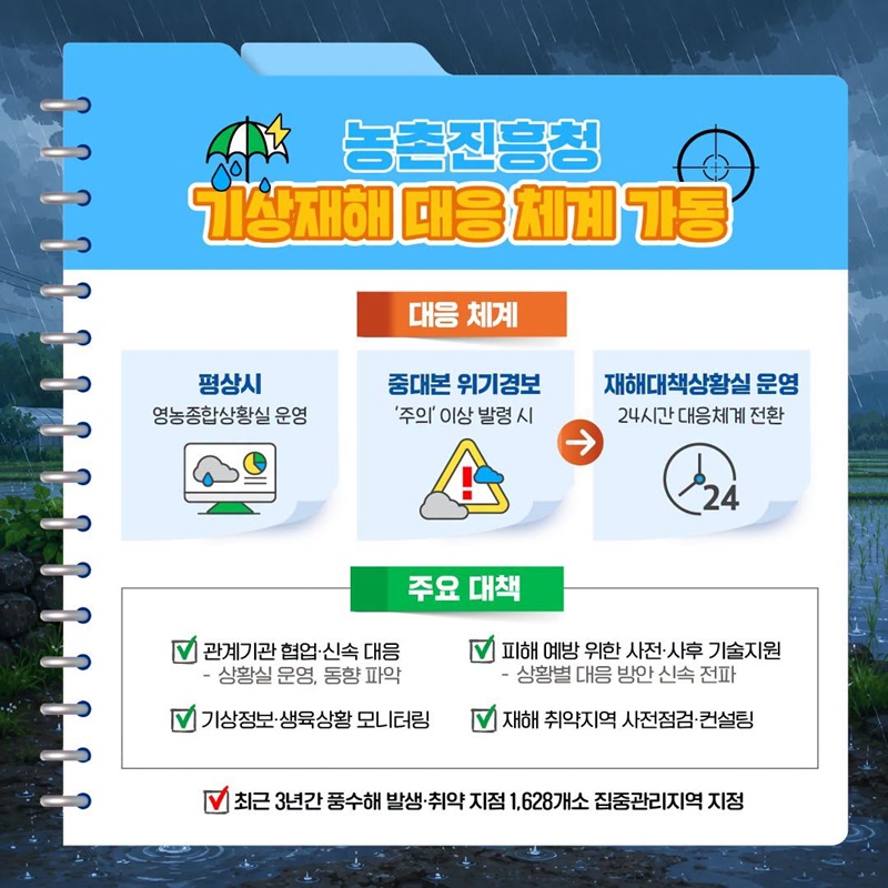 비 오기 전 미리 대비하고 안전농업 하세요!