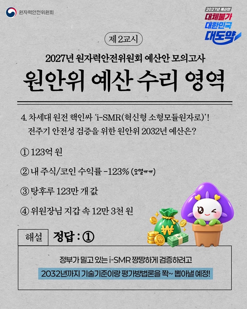 2027년 원자력안전위원회 예산안 모의고사