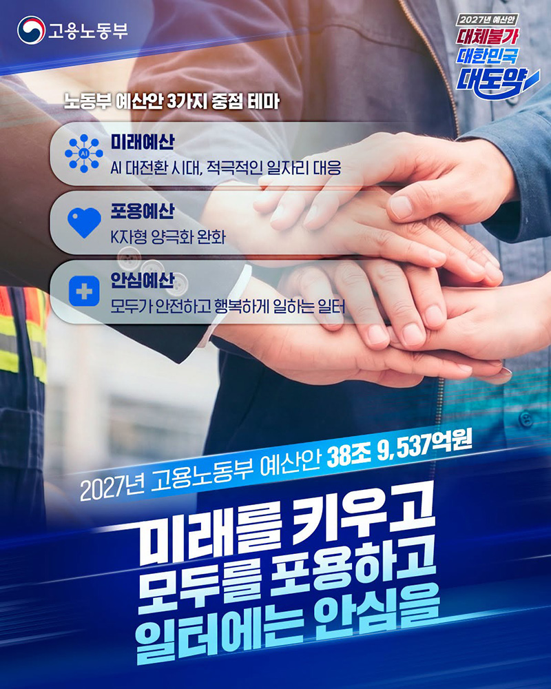 미래를 키우고 모두를 포용하고 일터에는 안심을 하단내용 참조