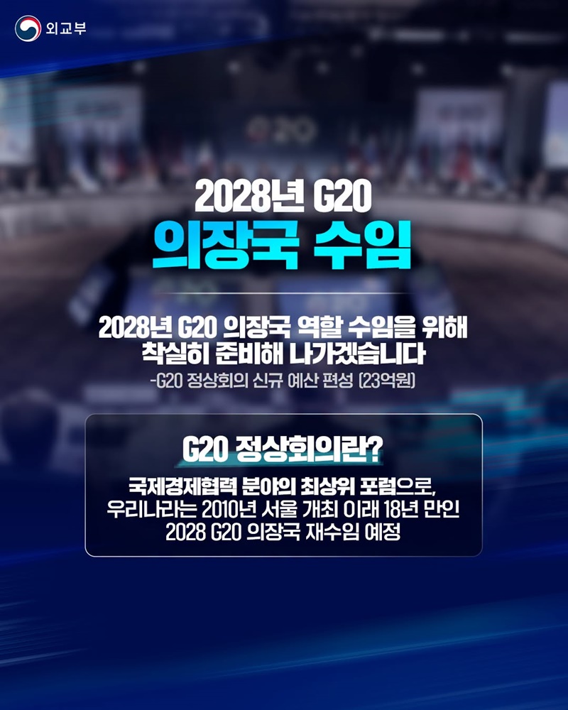 K-이니셔티브 기반 외교역량 강화, 28년 G20 의장국 수임