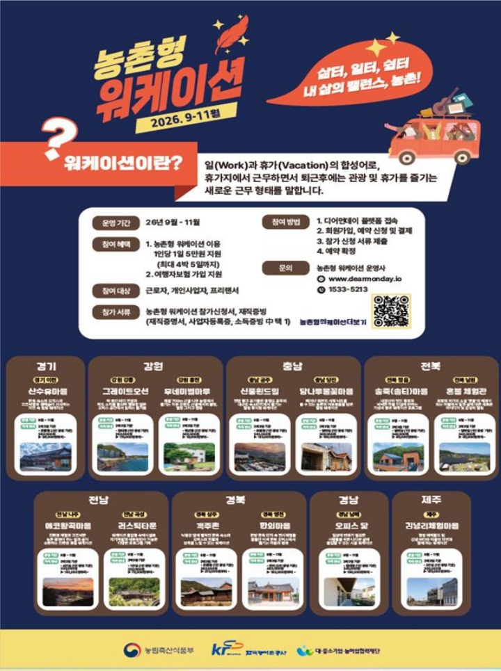 농촌 워케이션 홍보 포스터(농림축산식품부 제공)