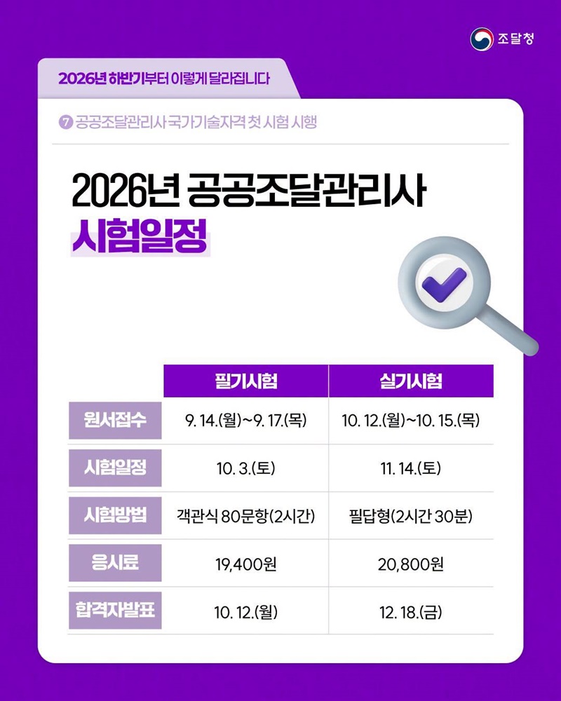 공공조달관리사 국가기술자격 첫 시험 시행