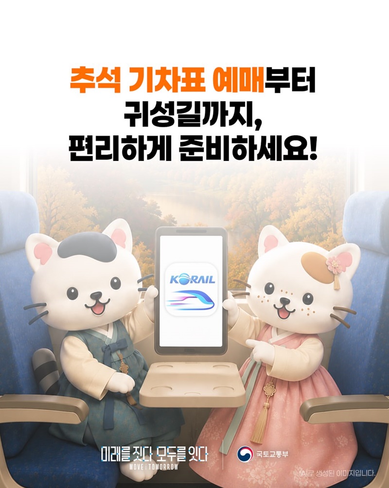 추석 연휴 기차표는 통합된 코레일+앱에서 예매하세요