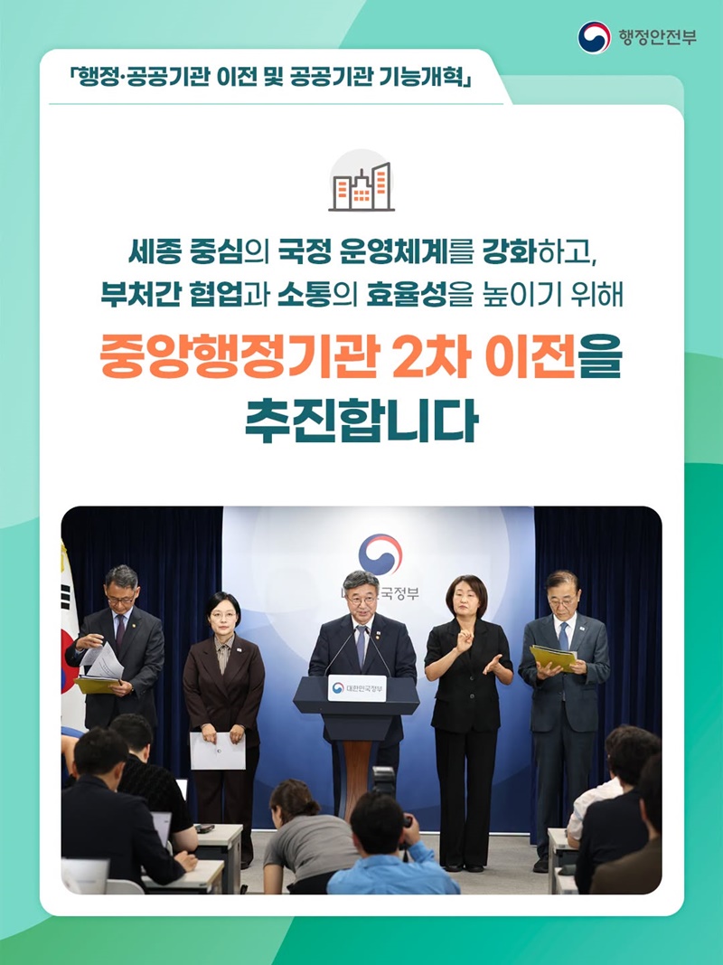 중앙행정기관 2차 이전 추진