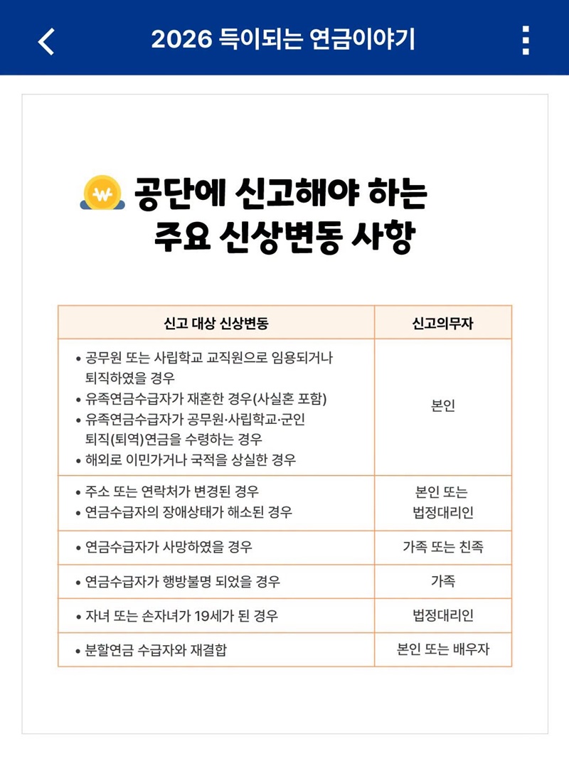 연금 받다가 변동이 생겼다면?