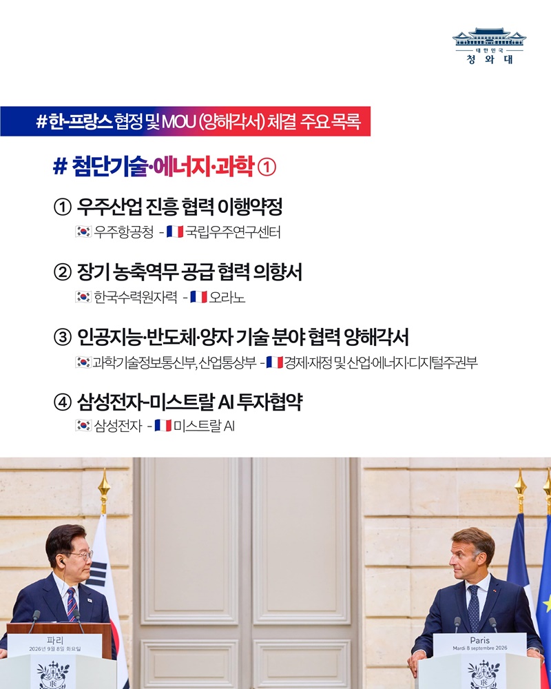 한-프랑스 정상회담 결과, 국민께 보고드립니다