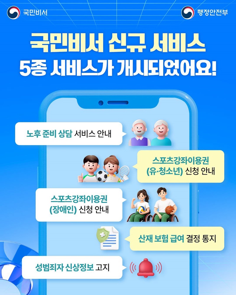 국민비서 신규 서비스 5종 오픈!