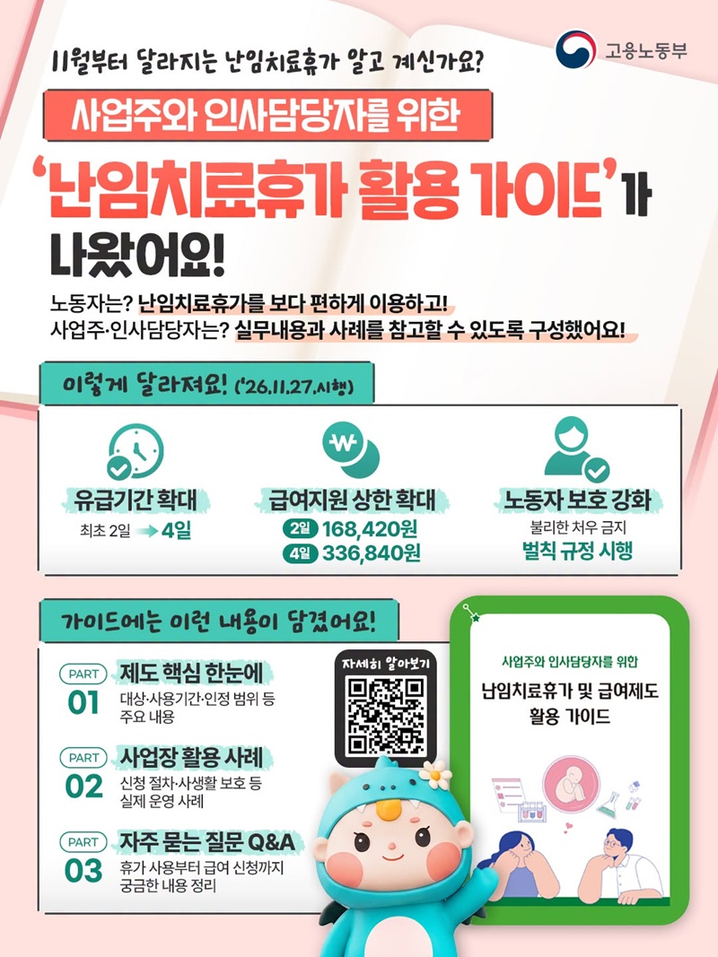 11월부터 달라지는 난임치료휴가 알고 계신가요? 하단내용 참조