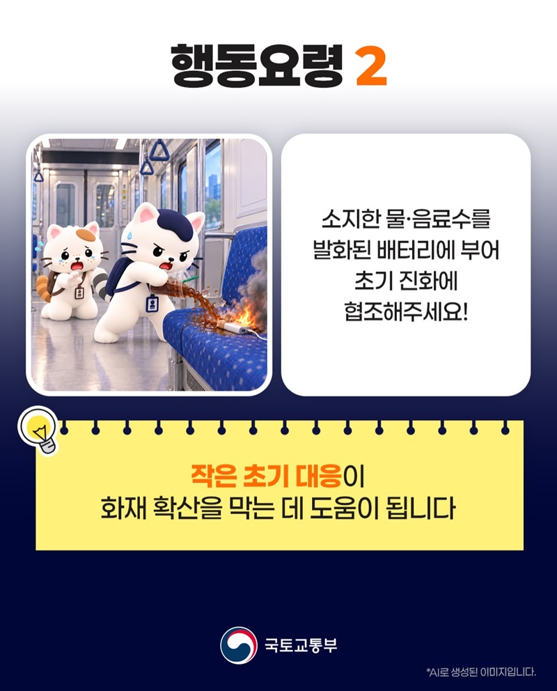 배터리 열폭주로 인한 열차 내 화재 대응, 이렇게 행동하세요!