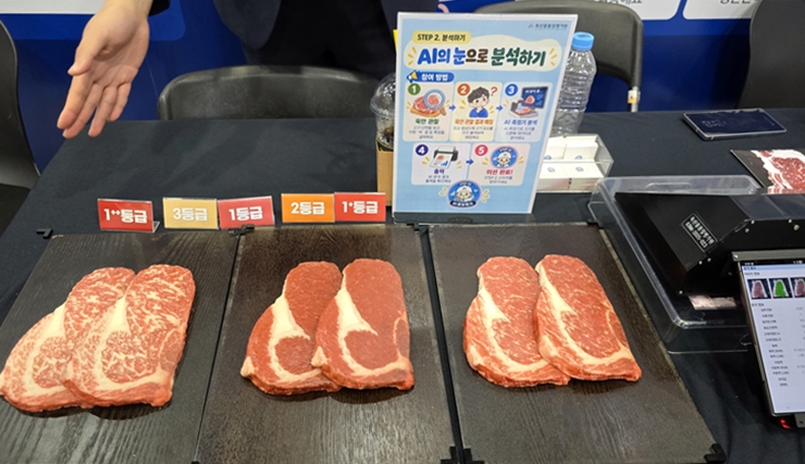 AI 영상 분석 기술로 소고기 등심의 육질 등급을 측정한다.<본인 촬영>