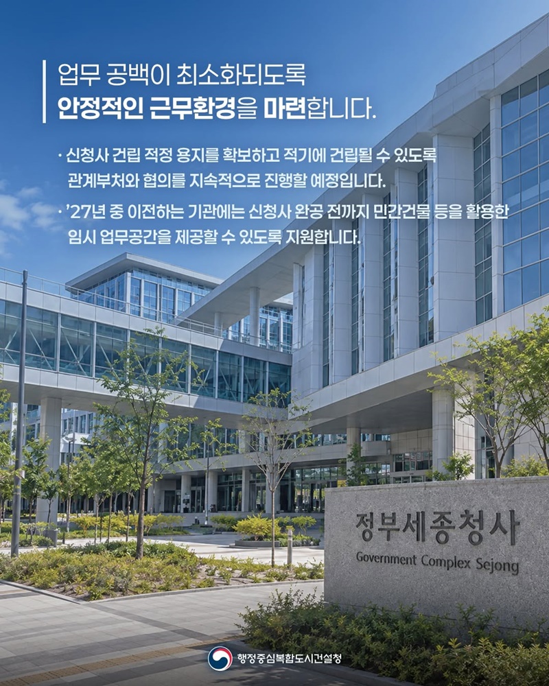 2차 중앙행정기관 이전, 청사 건립부터 정착까지 총력 지원
