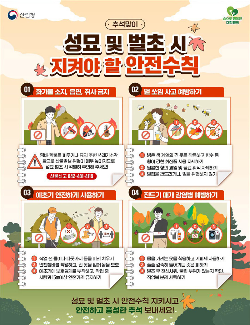 [추석맞이] 성묘 및 벌초 시 지켜야 할 안전수칙 하단내용 참조