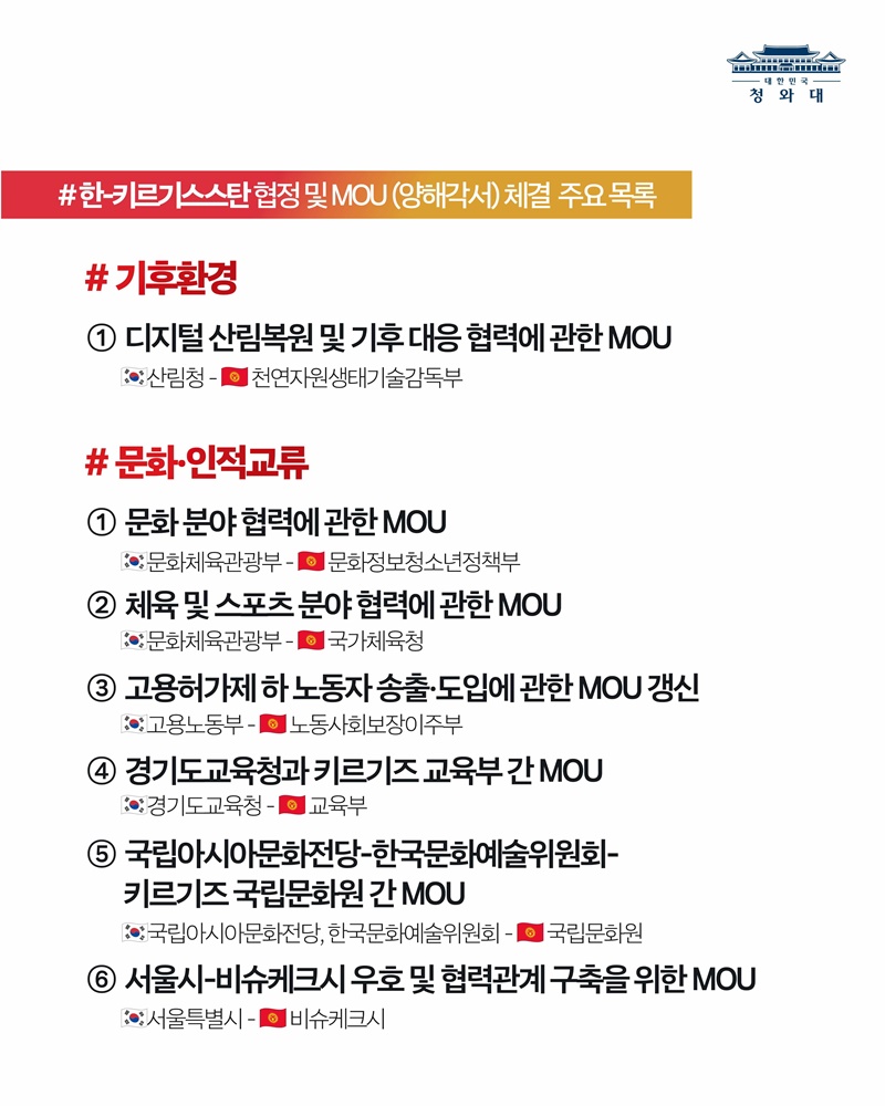 한-키르기스스탄 정상회담 결과, 국민께 보고드립니다