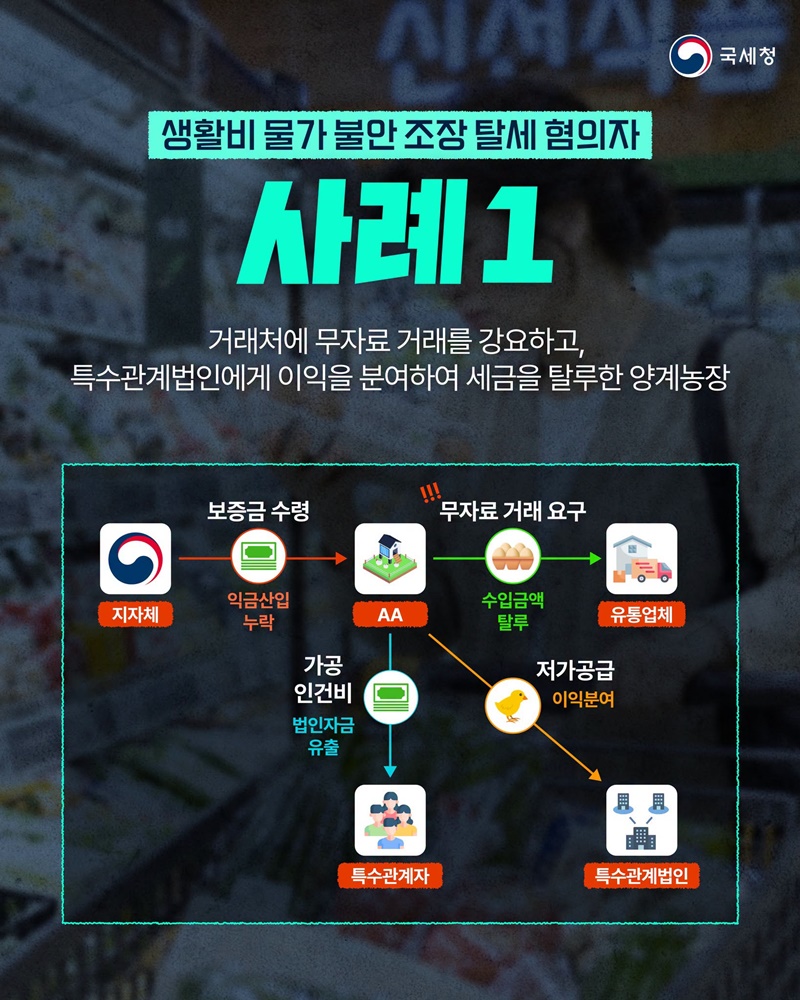 생활비 물가 불안 조장 탈세 혐의자, 세무조사 실시
