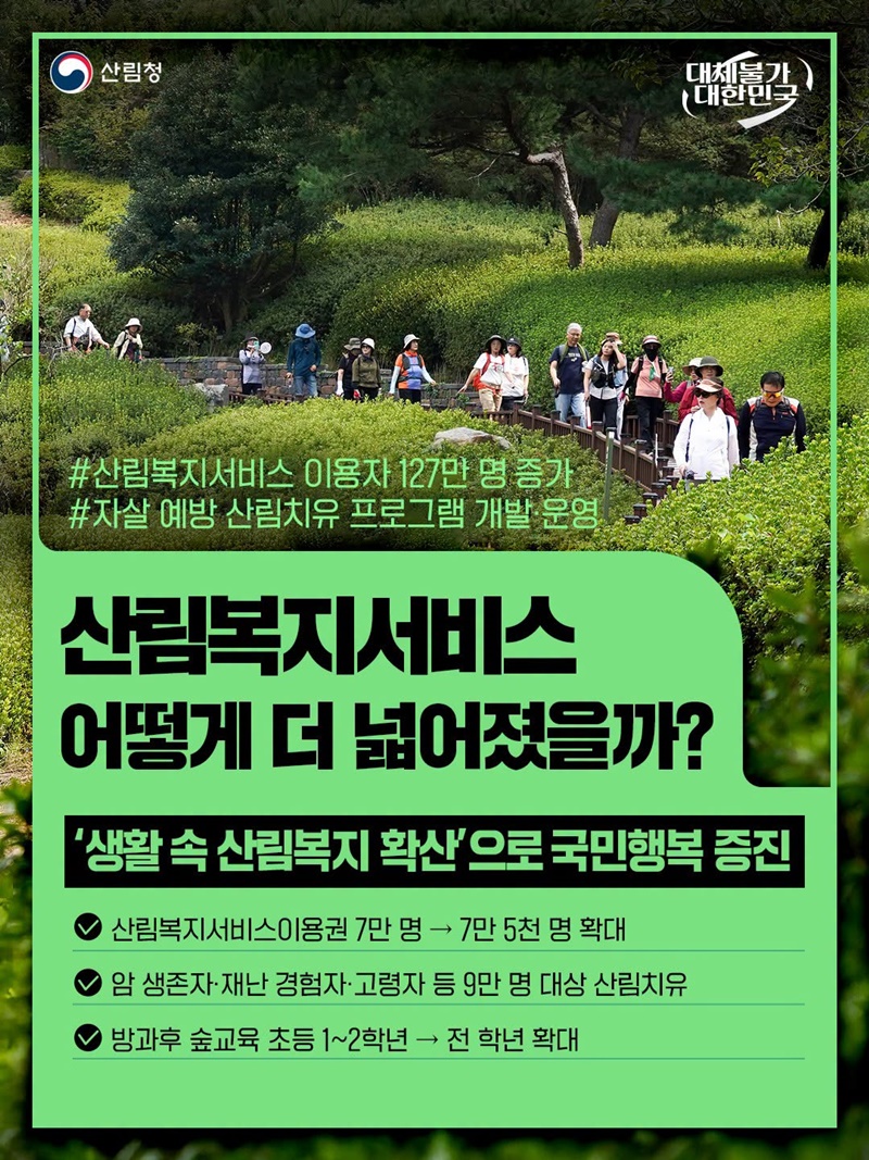 '생활 속 산림복지 확산'으로 국민행복 증진 하단내용 참조