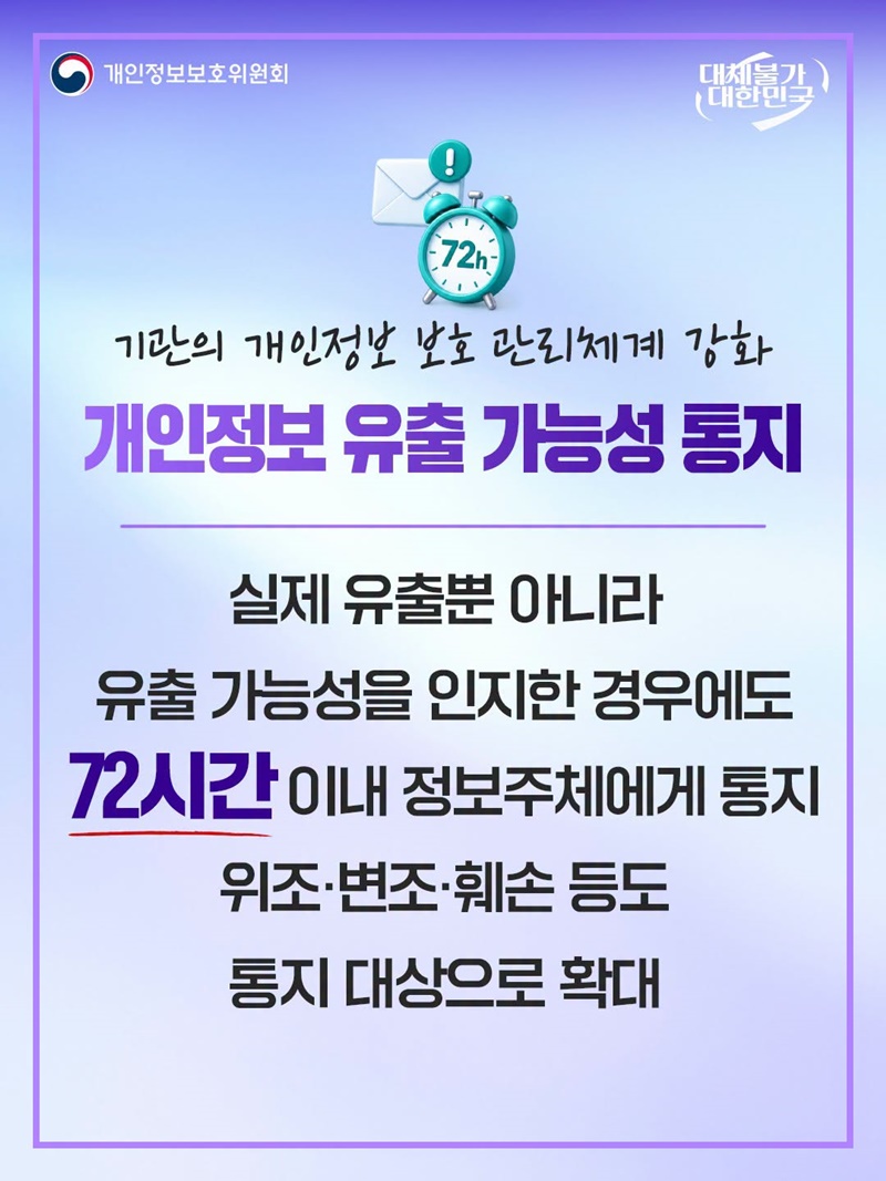 개인정보 유출 가능성 통지