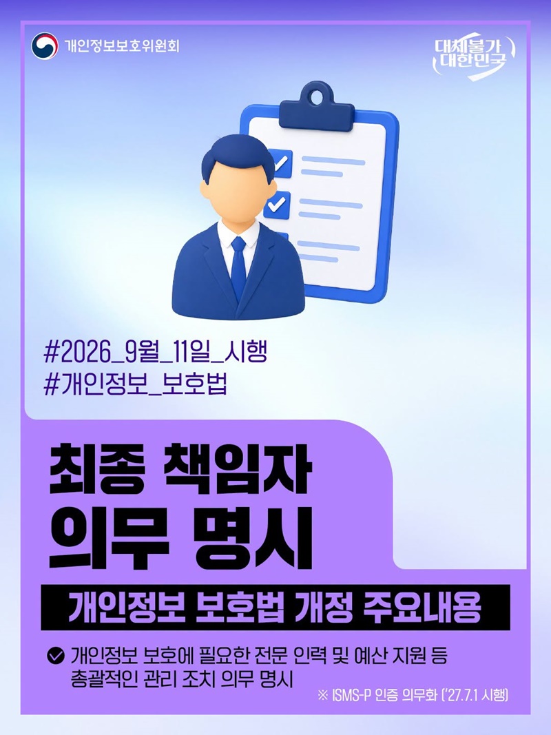 개인정보 보호 최종 책임자 의무 명시