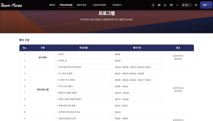담당자는 코리아하우스를 더 재미있게 즐기기 위해 누리집을 찾아 내가 좋아하는 프로그램을 운영하는 기간에 맞춰 방문할 것을 이야기하기도 했다(출처=코리아하우스 누리집 프로그램 안내)