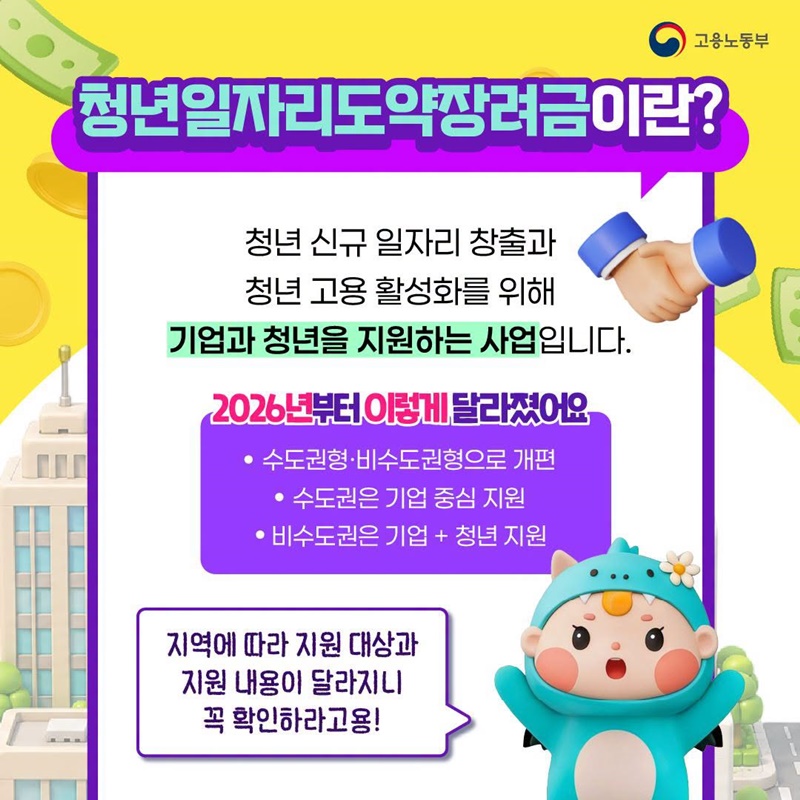 청년 채용은 든든하게, 장기근속은 오래도록! 청년일자리도약장려금
