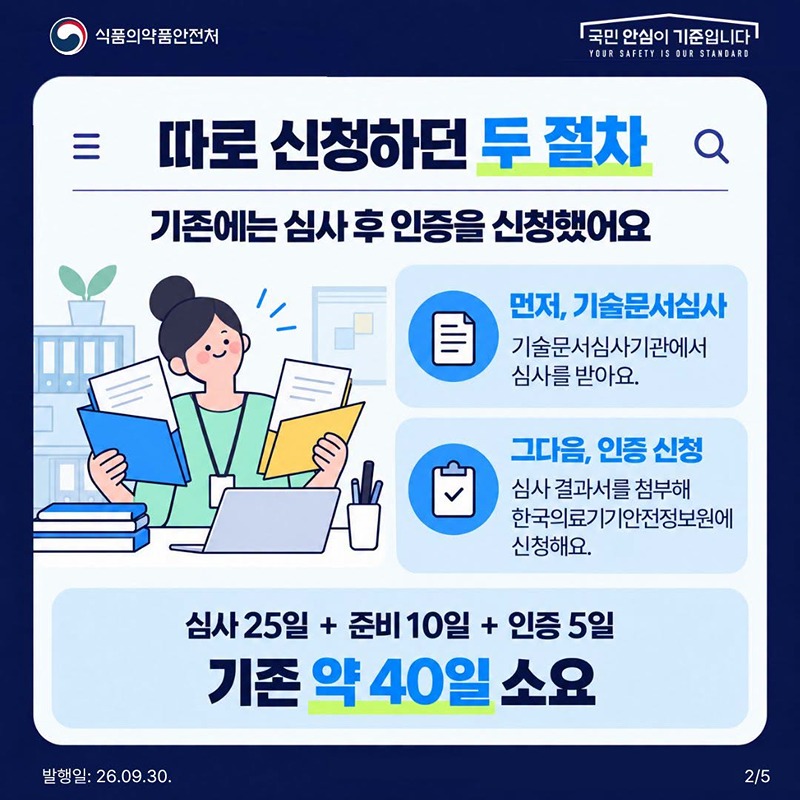 2등급 의료기기 인증 이제 원스톱으로!