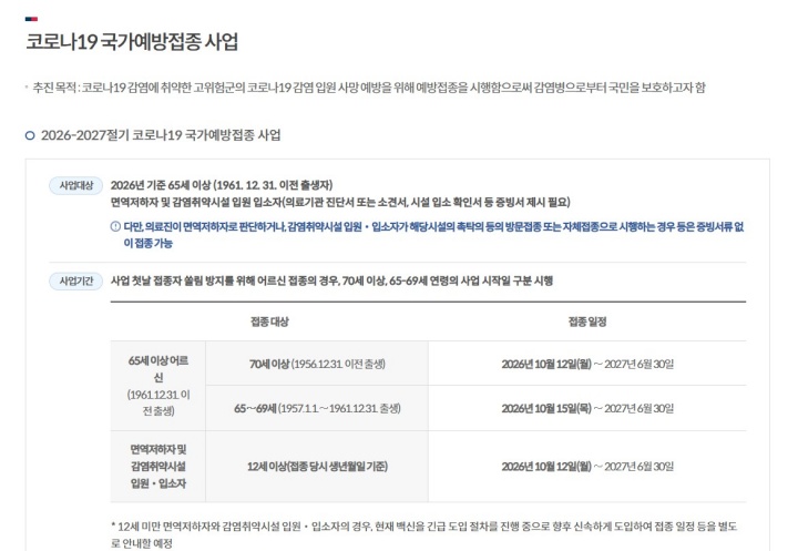 코로나19 국가예방접종 사업 관련 정보는 다음과 같다. (예방접종도우미)