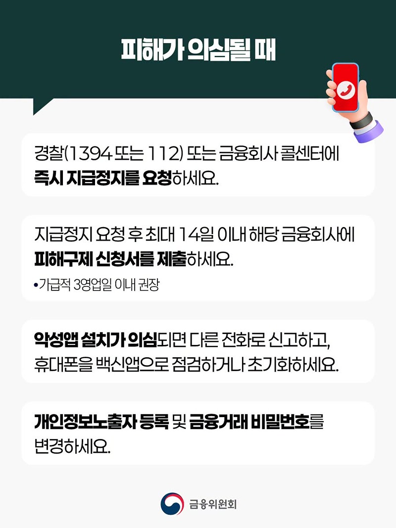 금융권 개인정보 유출사고, 보이스피싱·스미싱 등 피해에 주의하세요.