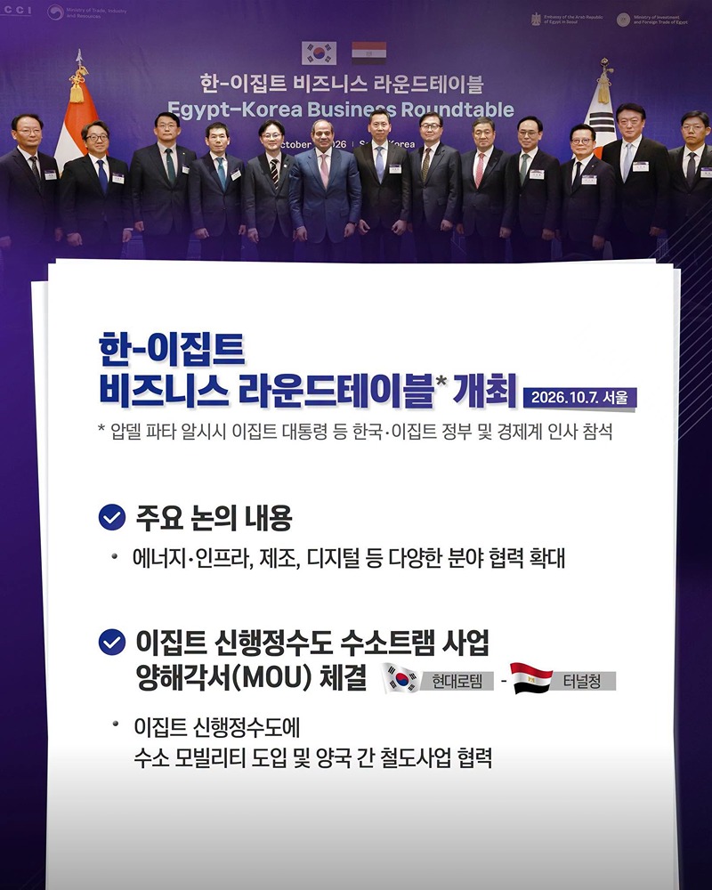 한국-이집트, 첨단산업·인프라 등 다양한 분야 협력 확대