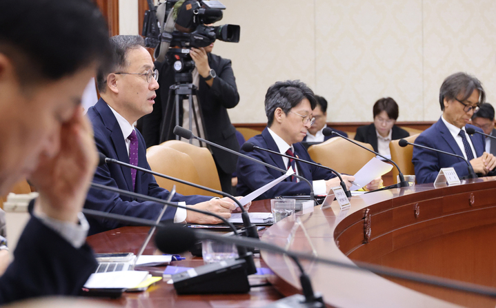 이형일 부총리 겸 재정경제부 장관이 14일 서울 종로구 정부서울청사에서 열린 비상경제본부 회의, 경제관계장관회의 겸 서비스산업발전 태스크포스(TF)에서 발언하고 있다. 2026.10.14 (사진=저작권자(c) 연합뉴스, 무단 전재-재배포 금지)