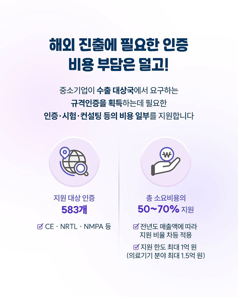 해외 인증의 문턱, 기업의 부담을 낮춥니다