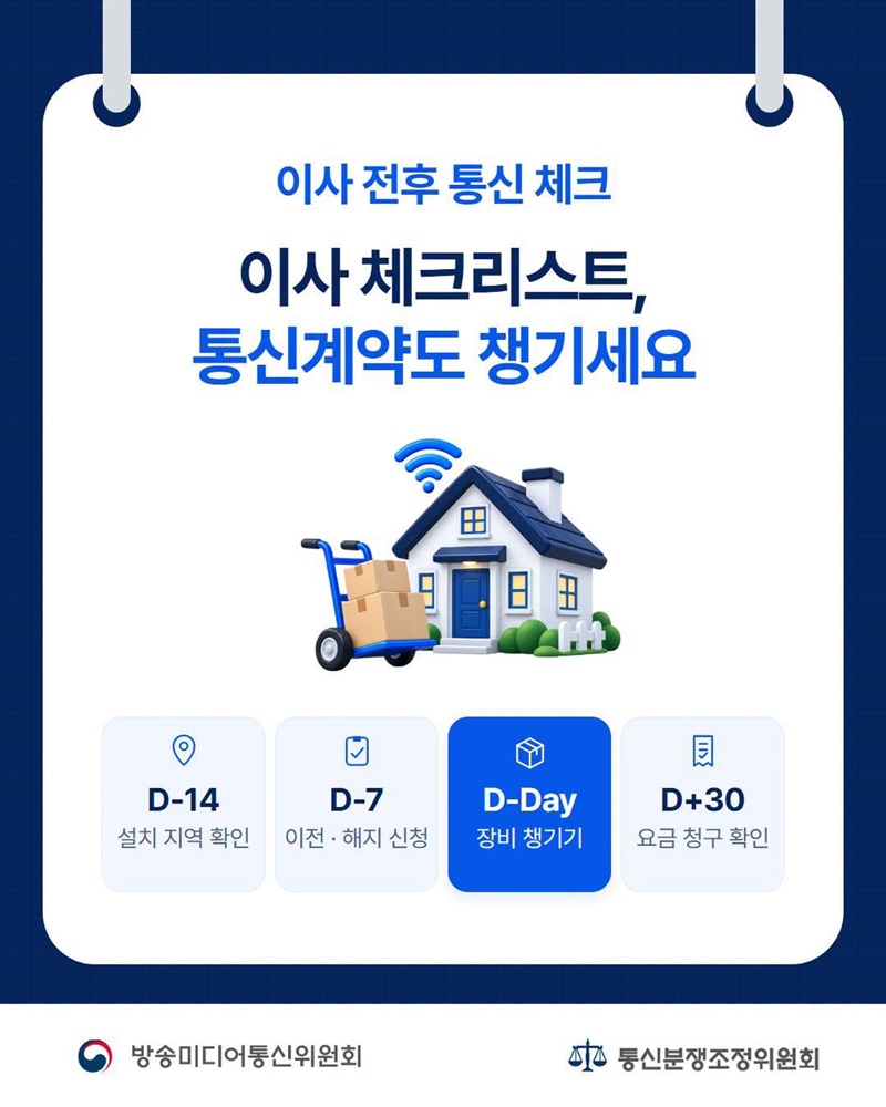 이사 체크리스트, 통신계약도 챙기세요