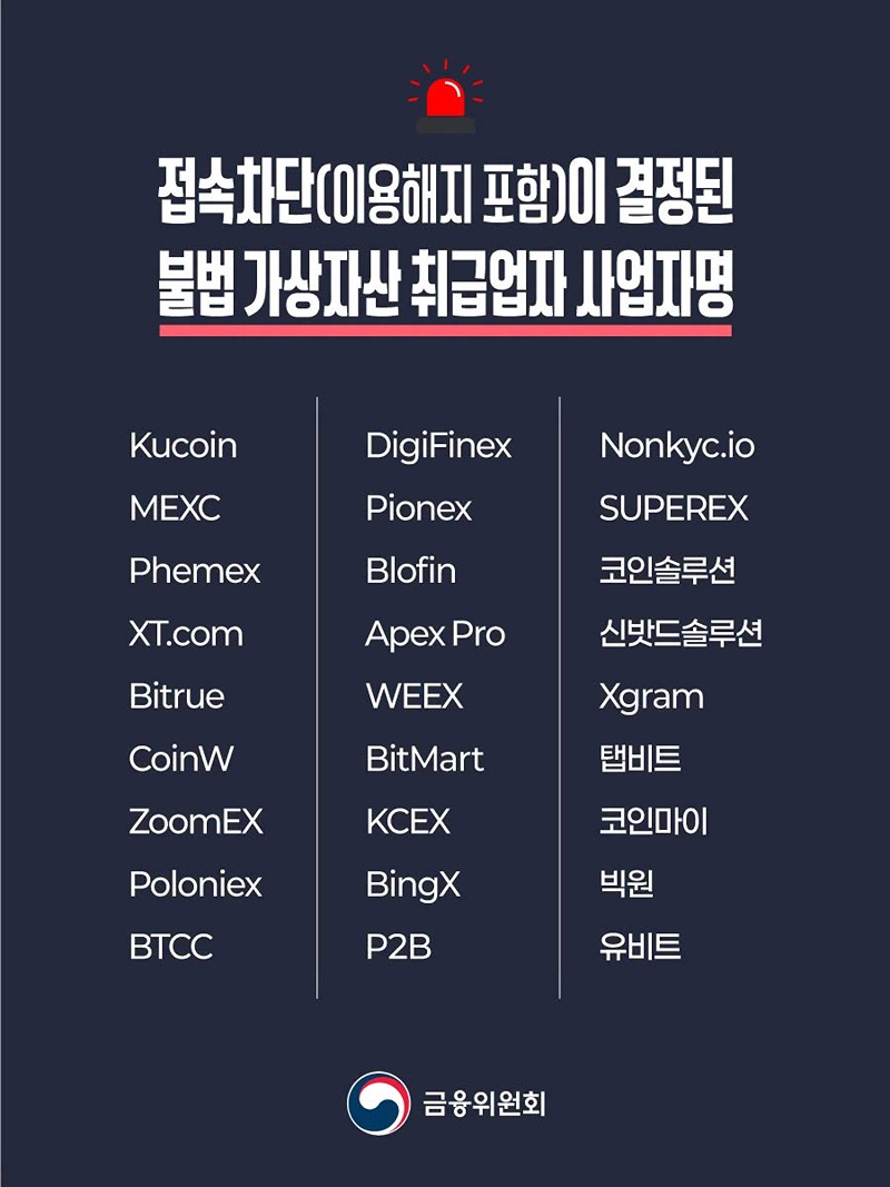 불법 가상자산 취급업자 인터넷 사이트 국내 접속 차단