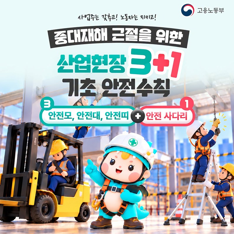 중대재해 근절을 위한 산업현장 3+1 기초 안전수칙