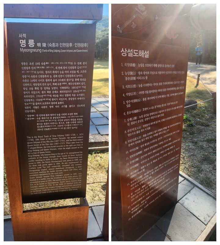 명름 입구에 숙종과 인현왕후, 인원왕후에 대한 소개가 자세하게 적혀 있다. (본인촬영)