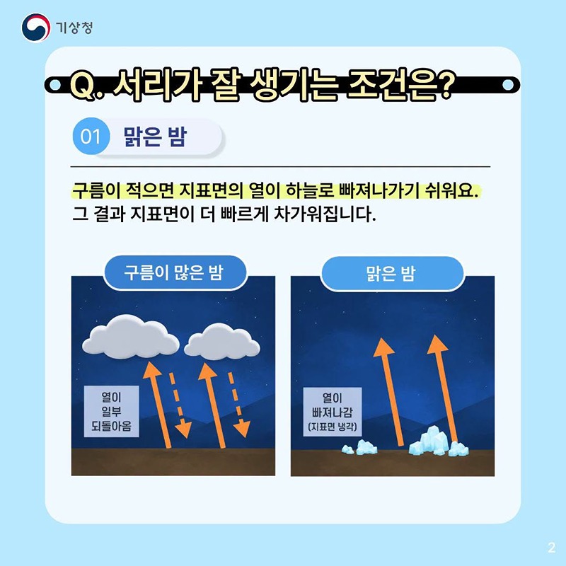 밤사이 찬 공기가 만드는 서리