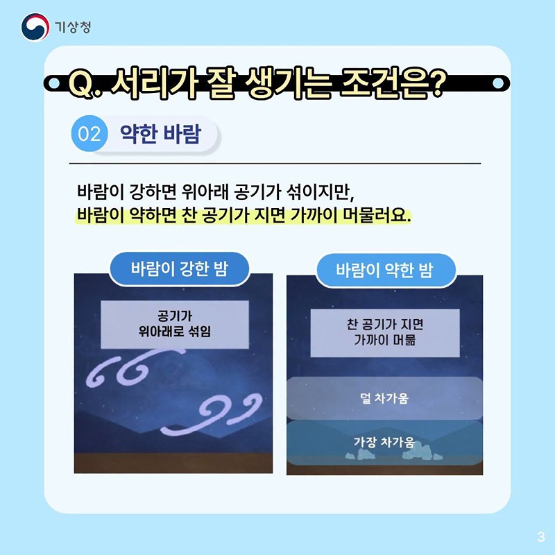 밤사이 찬 공기가 만드는 서리