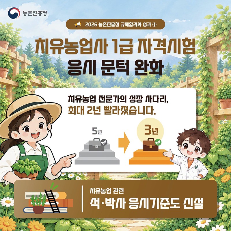 치유농업사 1급 자격시험 응시 문턱 완화