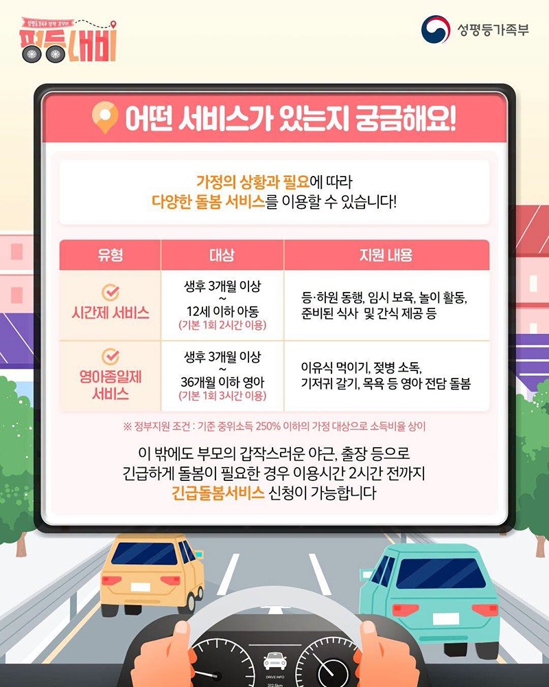 성평등가족부 정책 길잡이 평등내비 아이돌봄서비스