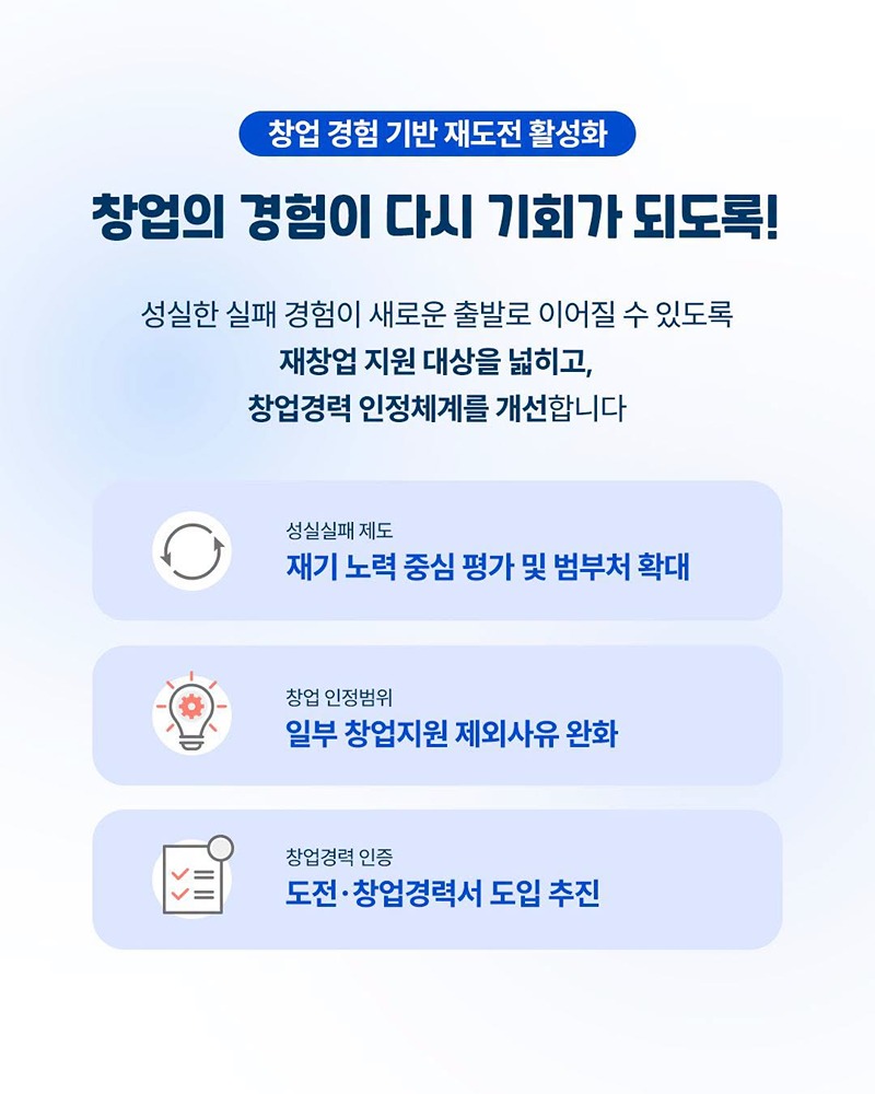 창업의 문턱은 낮추고 도전의 기회는 넓히고